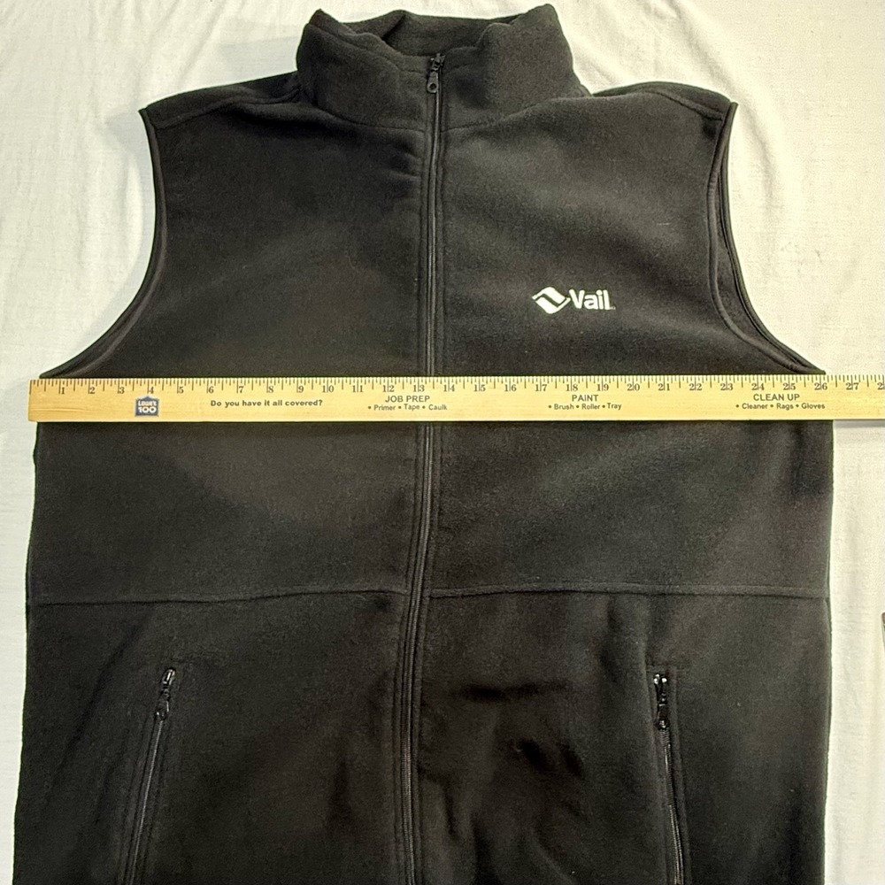 Vail‎ Colorado Ski Resort Black Fleece Zip-Up Vest Men's 2XL Vintage - Picture 3 of 6